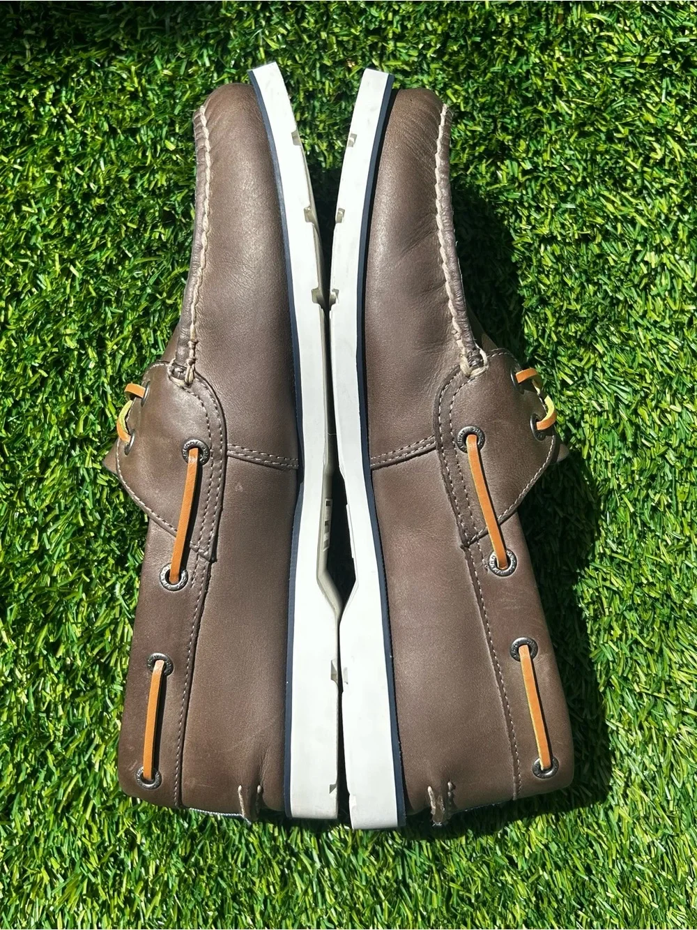 Sperry Men’s 9 Top Sider Leeward Nautical Cross Lace Boat Shoe Brown Leather